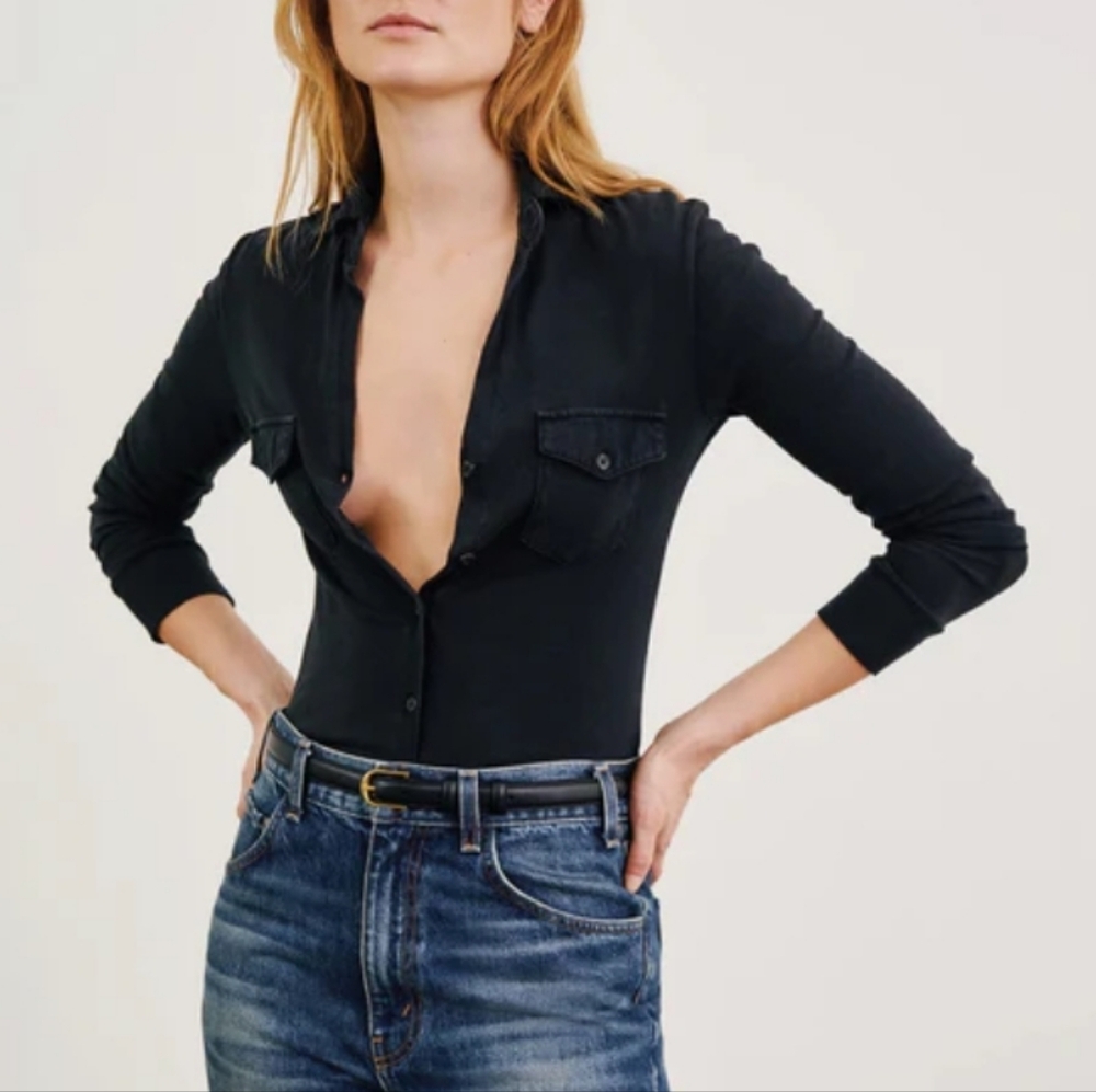Nili Lotan Liam Shirt In Navy Cotton Jersey M